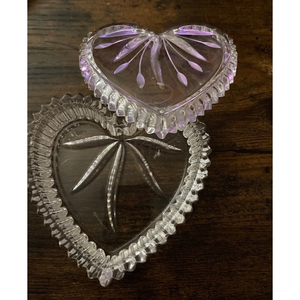 VNT Wedgwood Crystal Trinket Jewelry Box Cut Glass Heart Keepsake NWT